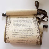 Elegant scroll in gold & brown, blank or customized, personalized gift, marriage anniversary gift, 8x19" parchment paper