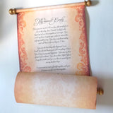 Large custom printed scroll with decorative border, 11x32" parchment paper, handmade in the USA