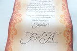 Large custom printed scroll with decorative border, 11x32" parchment paper, handmade in the USA