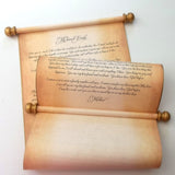 Large custom printed scroll, 11x32" aged parchment paper, handmade in the USA