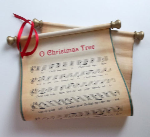 O Christmas Tree music on a scroll