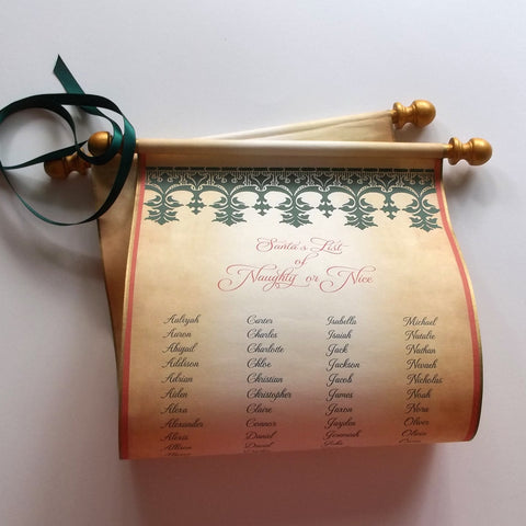 Santa's List of Naughty or Nice scroll, 132 names , 8x19" paper